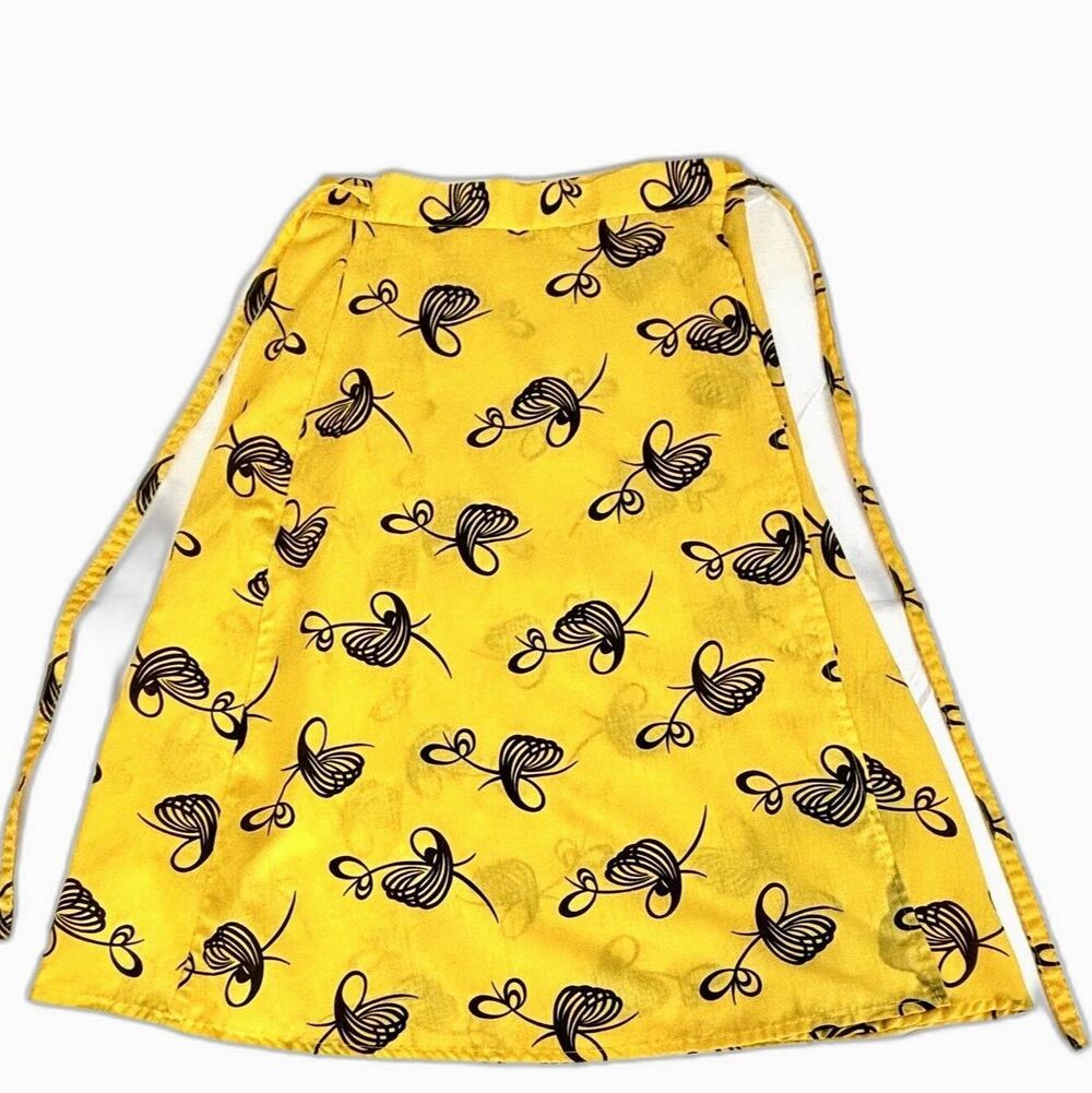 VTG 60s Whimsigoth Fairy Cottage Handmade Yellow Skirt Apron Size M